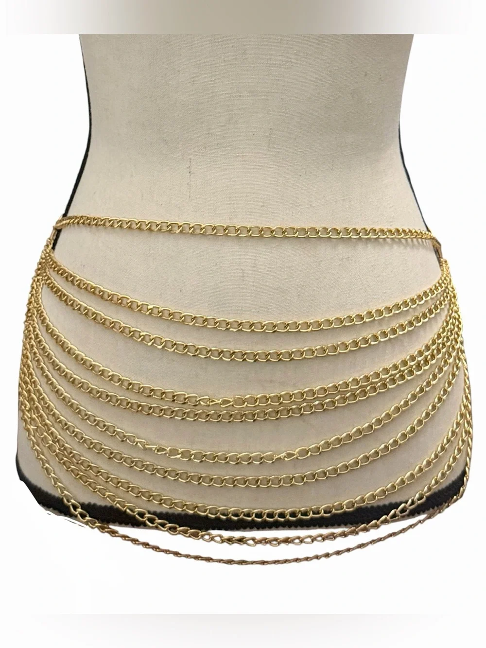 Belt Waist Chains 30”-47” w/ 10 Layers Gold Tone